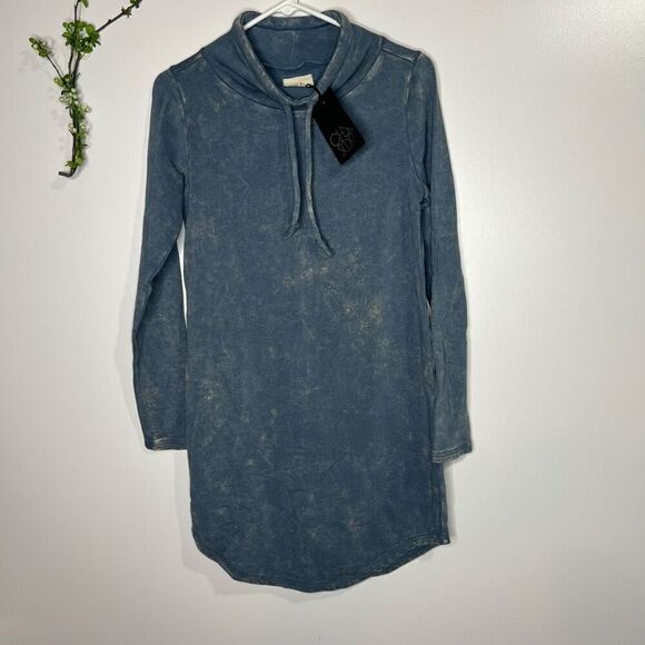 Chaser Funnel Neck Shirttail Dress Denim Mineral Blue NWT! - Picture 2 of 11